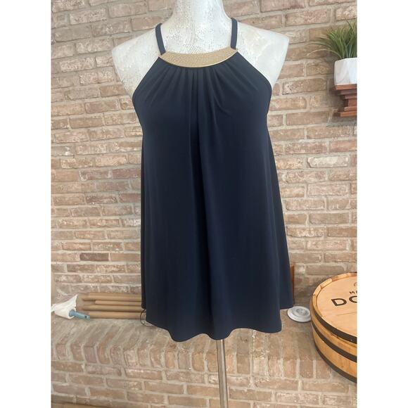 Michael Kors black halter top with a gold chain neckline detail. Sz Small - Picture 1 of 4